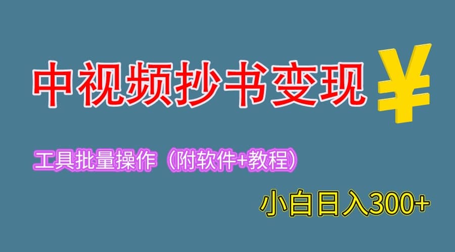 2023中视频抄书变现（附工具+教程），一天300+，特别适合新手操作的副业-云阁资源网