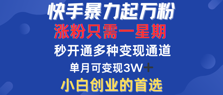 快手暴力起万粉，涨粉只需一星期！多种变现模式-云阁资源网