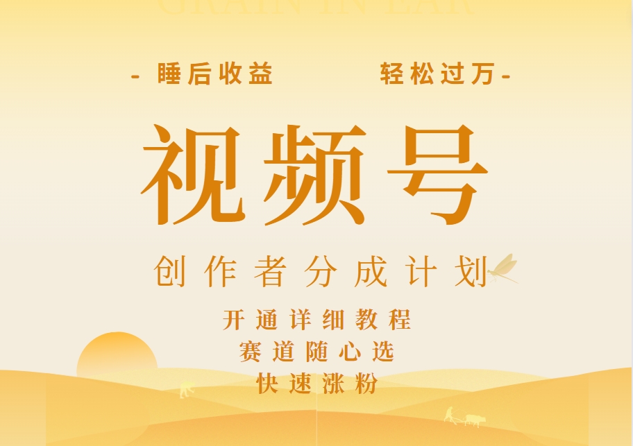 详解视频号创作者分成计划，暴力起号，可同步多平台，实现睡后收入2W+，看懂即可操作！-云阁资源网