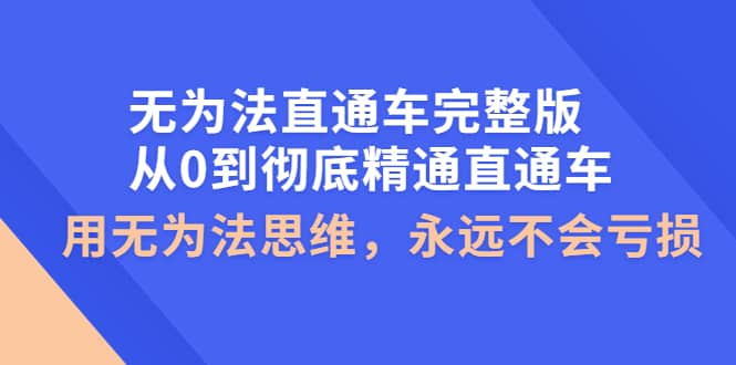 无为法直通车完整版：从0到彻底精通直通车，用无为法思维，永远不会亏损-云阁资源网