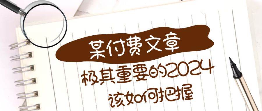 极其重要的2024该如何把握？【某公众号付费文章】-云阁资源网