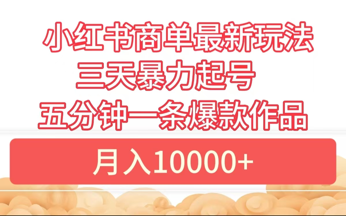 小红书商单最新玩法 3天暴力起号 5分钟一条爆款作品 月入10000+-云阁资源网