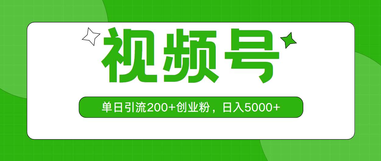 视频号，单日引流200+创业粉，日入5000+-云阁资源网