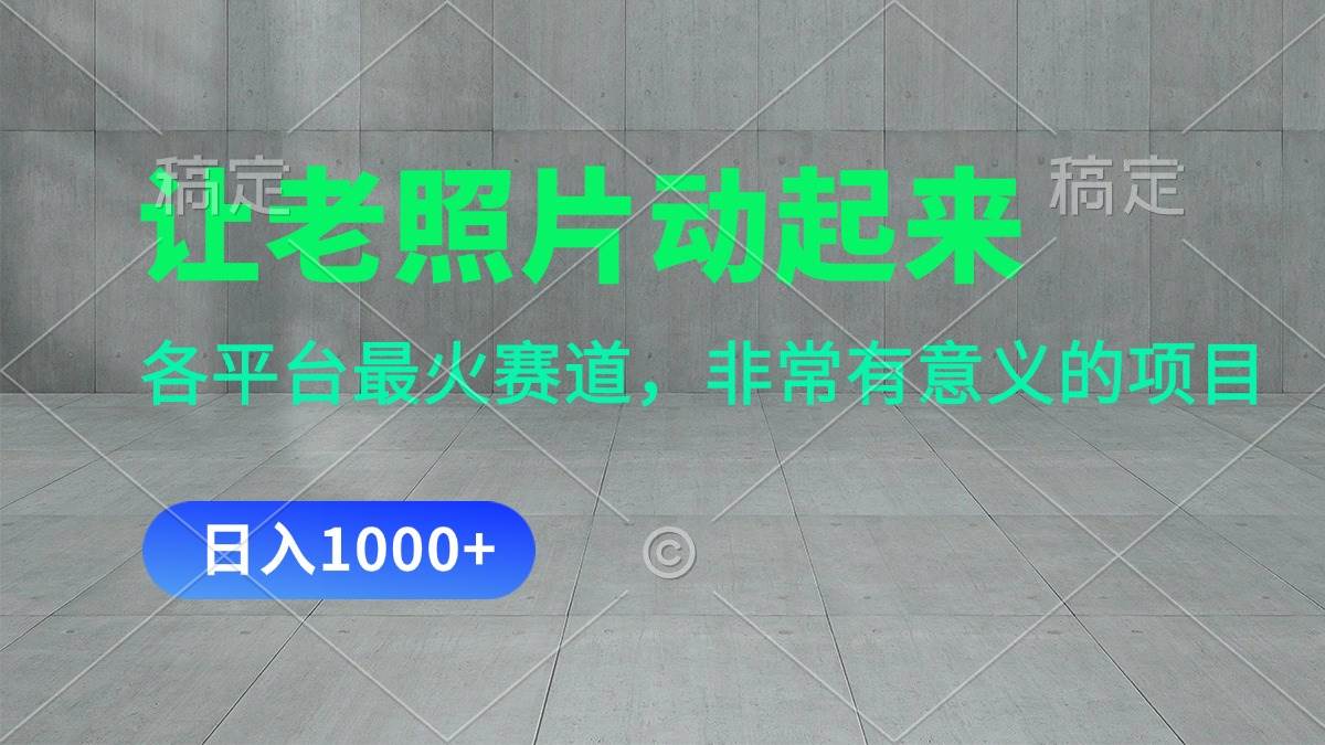 让老照片动起来，一天变现1000+，各平台最火赛道，看完就会-云阁资源网