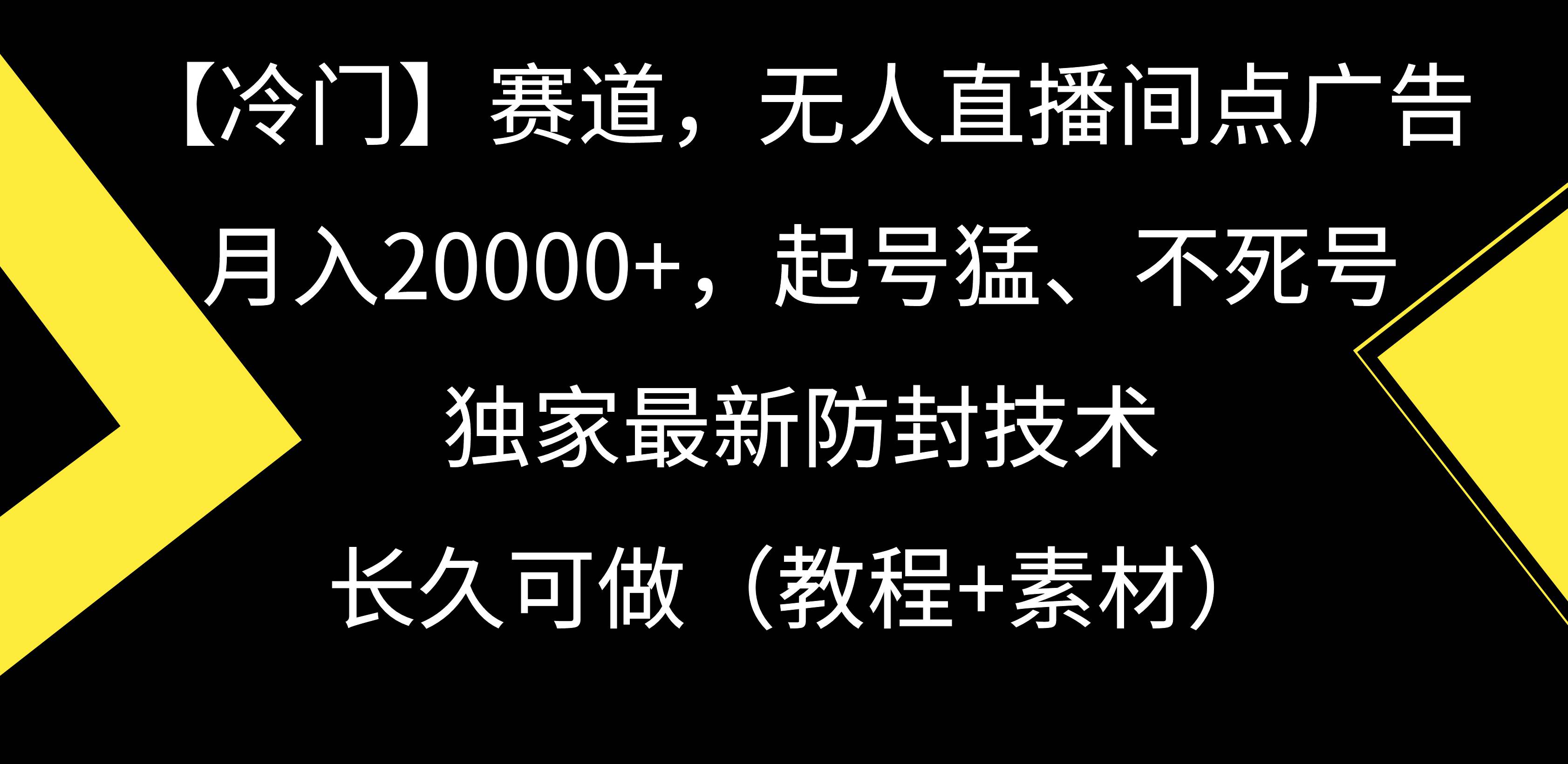 【冷门】赛道，无人直播间点广告，月入20000+，起号猛、不死号，独家最…-云阁资源网