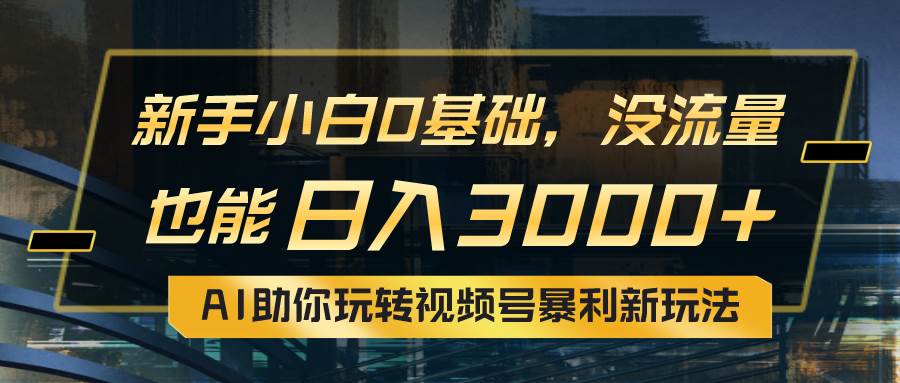 小白0基础，没流量也能日入3000+：AI助你玩转视频号暴利新玩法-云阁资源网