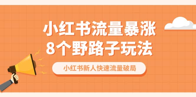 小红书流量-暴涨8个野路子玩法：小红书新人快速流量破局（8节课）-云阁资源网