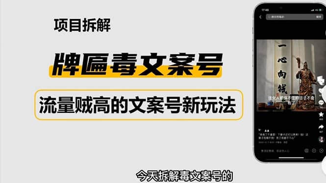 2023抖音快手毒文案新玩法，牌匾文案号，起号快易变现-云阁资源网