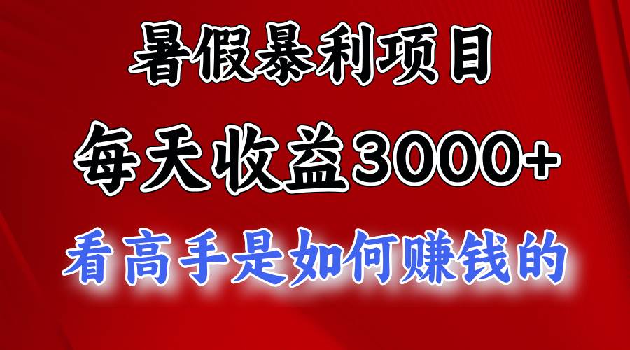 暑假暴利项目，每天收益3000+ 努努力能达到5000+，暑假大流量来了-云阁资源网