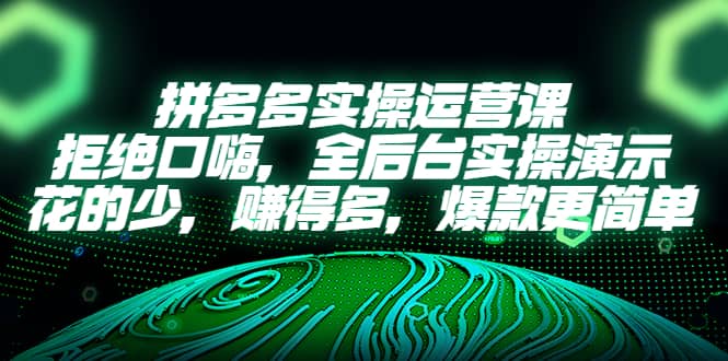 拼多多实操运营课：拒绝口嗨，全后台实操演示，花的少，赚得多，爆款更简单-云阁资源网