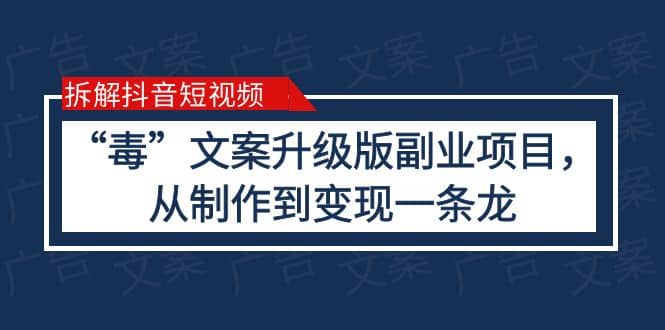 拆解抖音短视频：“毒”文案升级版副业项目，从制作到变现（教程+素材）-云阁资源网