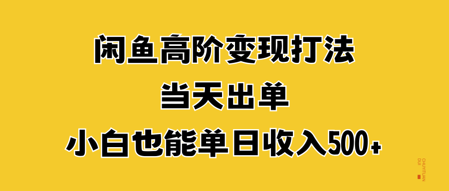 闲鱼高阶变现打法，当天出单，小白也能单日收入500+-云阁资源网