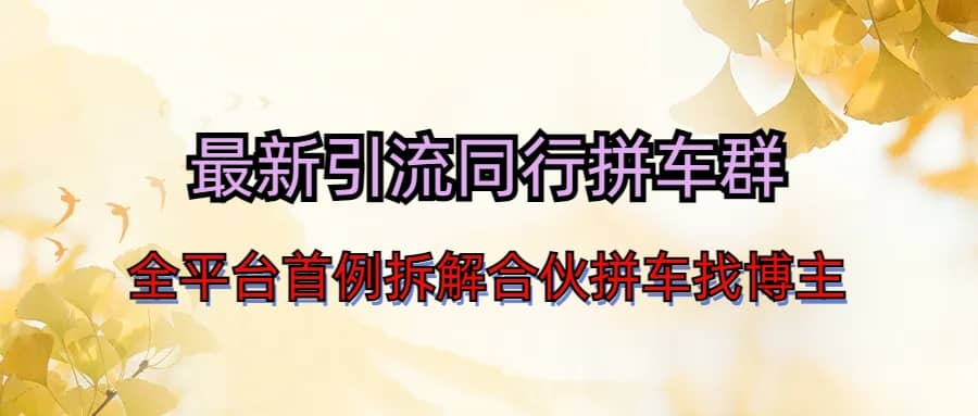 最新引流同行拼车群合伙拼车找博主日引百人新玩法-云阁资源网