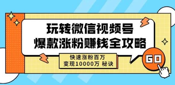 玩转微信视频号爆款涨粉赚钱全攻略，快速涨粉百万变现万元秘诀-云阁资源网