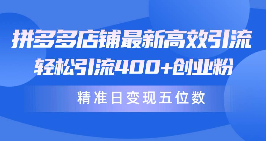 拼多多店铺最新高效引流术，轻松引流400+创业粉，精准日变现五位数！-云阁资源网
