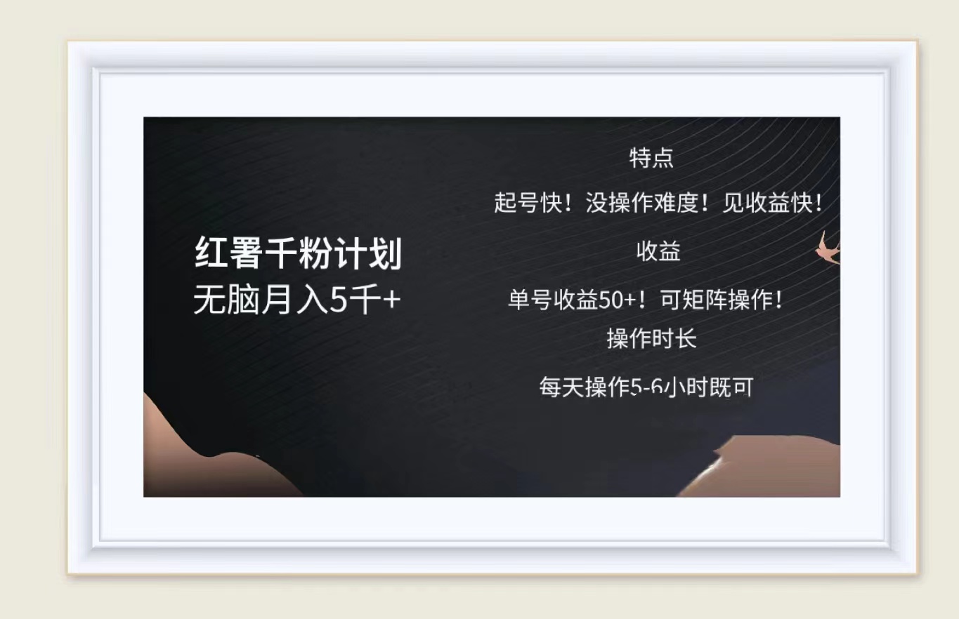 红薯千粉计划无脑月入5千➕！既做既赚！-云阁资源网