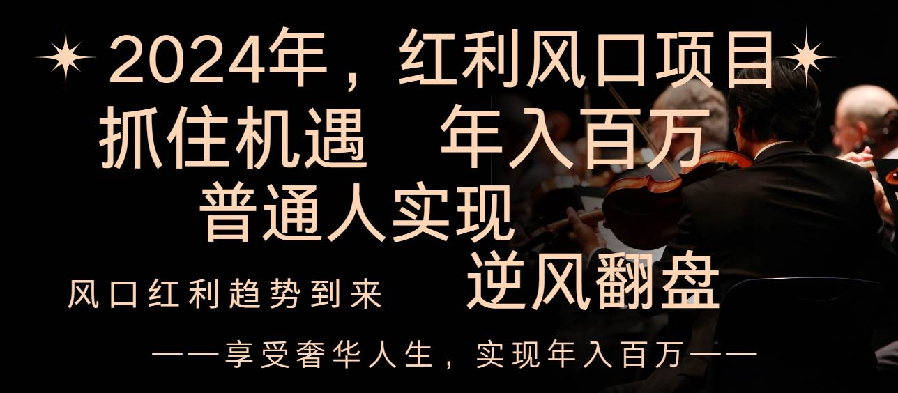2024红利风口项目来袭，享受第一波红利，逆风翻盘普通人也能实现，年入百万-云阁资源网