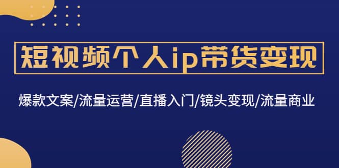 短视频个人ip带货变现：爆款文案/流量运营/直播入门/镜头变现/流量商业-云阁资源网