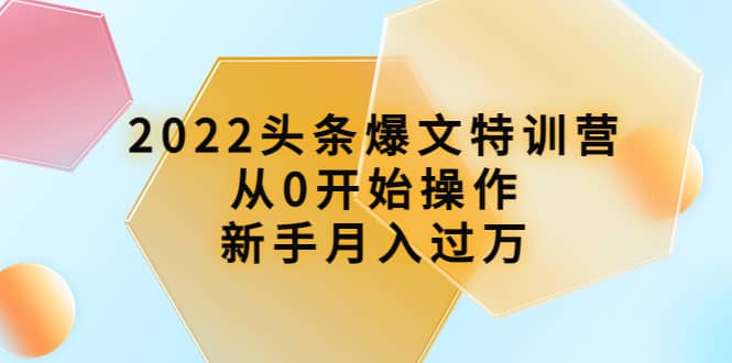 2022头条爆文特训营：从0开始操作，新手月入过万（16节课时）-云阁资源网