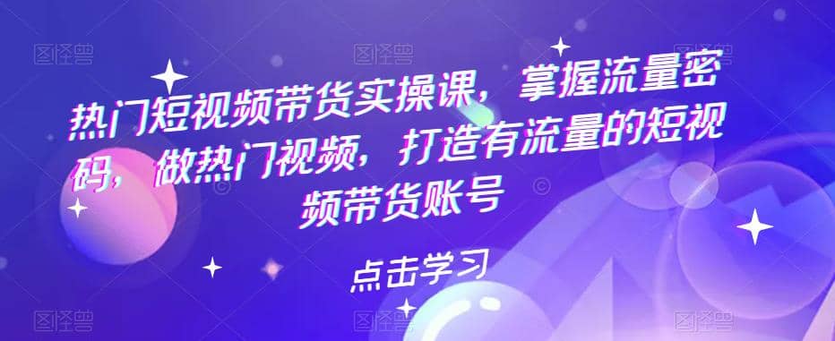 热门短视频带货实战 掌握流量密码 做热门视频 打造有流量的短视频带货账号-云阁资源网