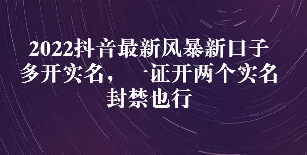 2022抖音最新风暴新口子：多开实名，一整开两个实名，封禁也行-云阁资源网