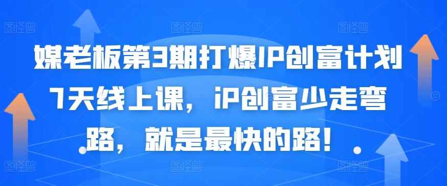 媒老板第3期打爆IP创富计划7天线上课，iP创富少走弯路，就是最快的路！-云阁资源网