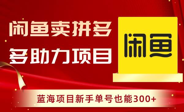 闲鱼卖拼多多助力项目，蓝海项目新手单号也能300+-云阁资源网