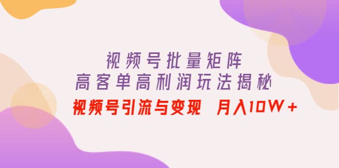 视频号批量矩阵的高客单高利润玩法揭秘-云阁资源网