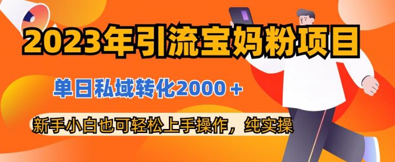 2023年引流宝妈粉项目，单日私域转化2000＋，新手小白也可轻松上手操作，纯实操-云阁资源网