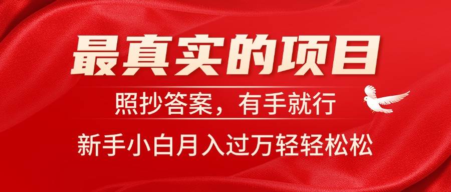 最真实的项目，照抄答案，有手就行，新手小白月入过万轻轻松松-云阁资源网