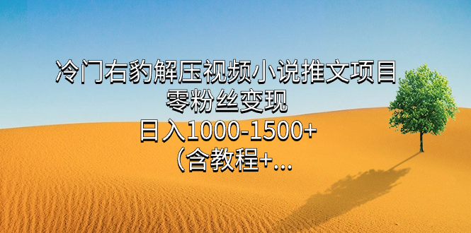 冷门右豹解压视频小说推文项目，零粉丝变现，日入1000-1500+（含教程）-云阁资源网