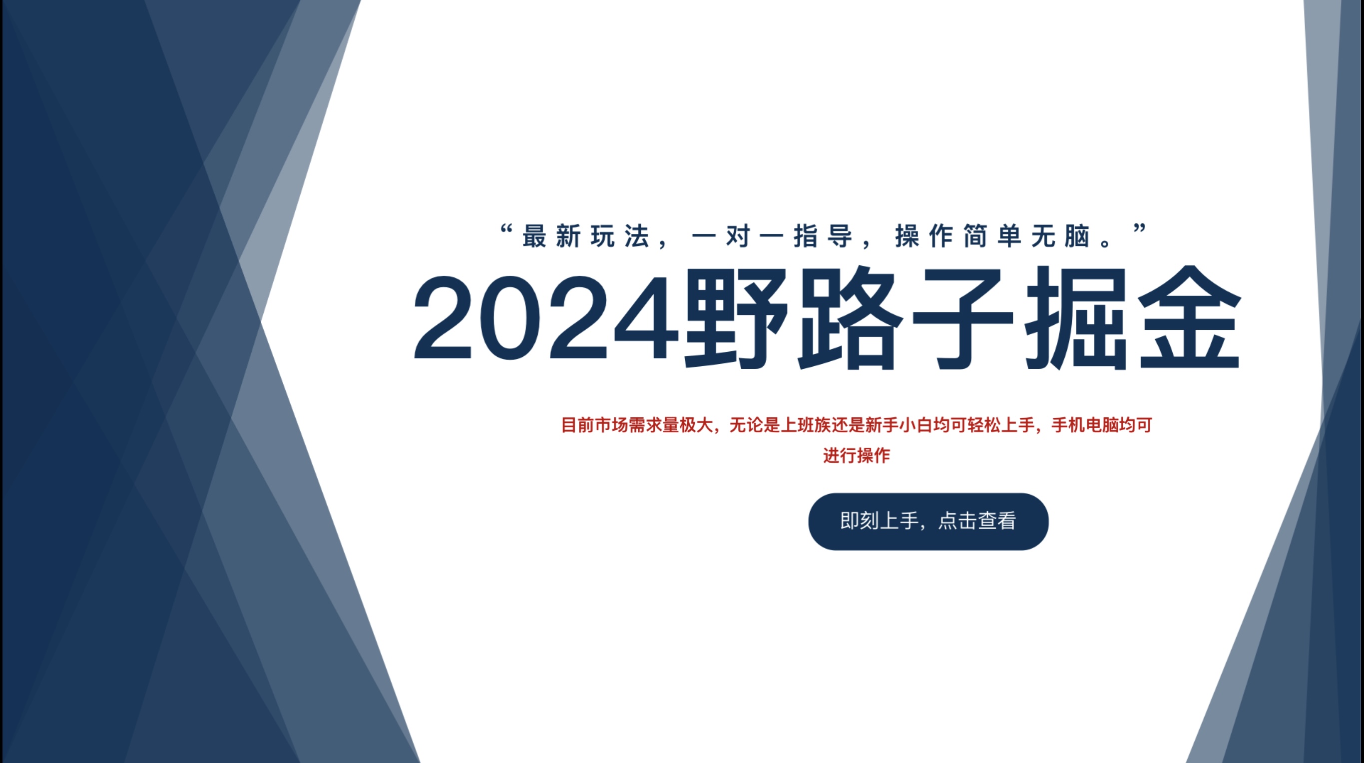 2024野路子掘金，最新玩 法， 一对一指导，操作简单无脑。-云阁资源网