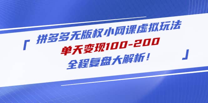 拼多多无版权小网课虚拟玩法，全程复盘大解析-云阁资源网