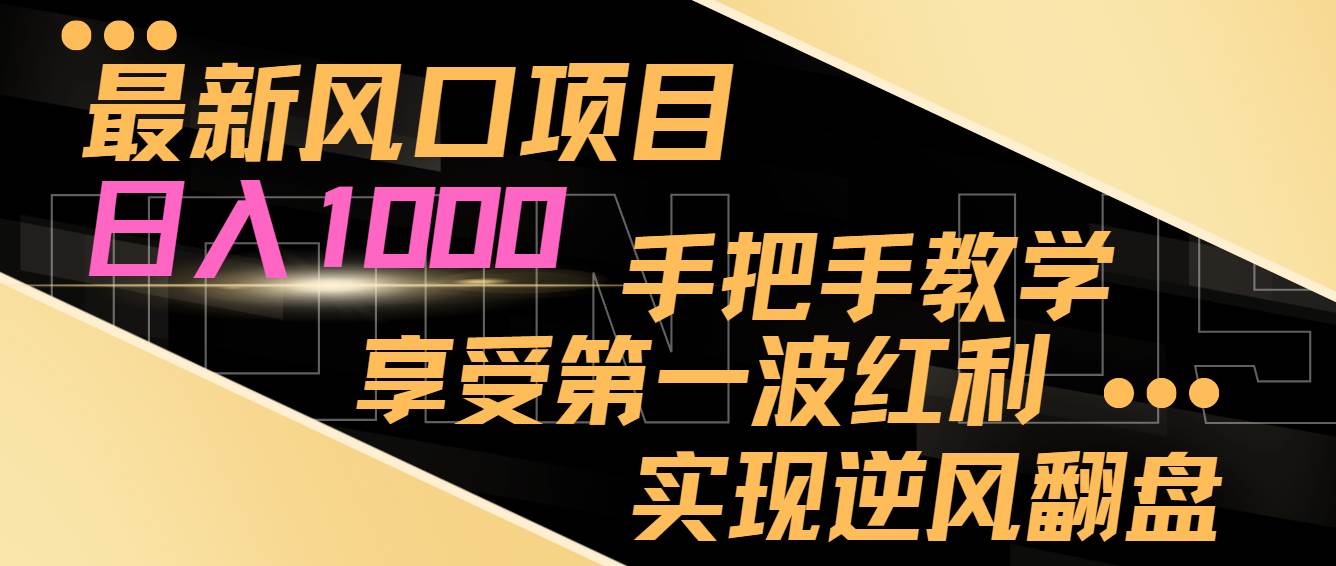 最新风口项目，日入过千，抓住当下风口，享受第一波红利，实现逆风翻盘-云阁资源网