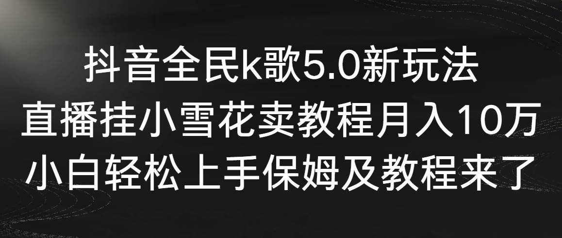 抖音全民k歌5.0新玩法，直播挂小雪花卖教程月入10万，小白轻松上手，保…-云阁资源网
