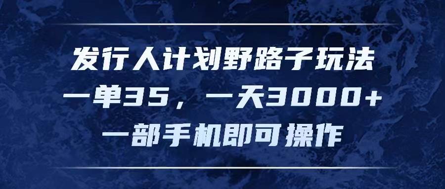 发行人计划野路子玩法，一单35，一天3000+，一部手机即可操作-云阁资源网