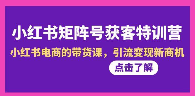 小红书-矩阵号获客特训营-第10期，小红书电商的带货课，引流变现新商机-云阁资源网