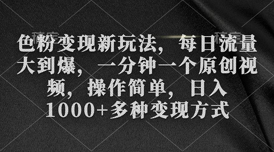 色粉变现新玩法，每日流量大到爆，一分钟一个原创视频，操作简单，日入1000+-云阁资源网