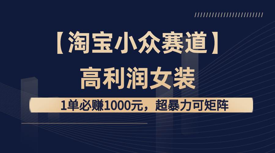 【淘宝小众赛道】高利润女装：1单必赚1000元，超暴力可矩阵-云阁资源网