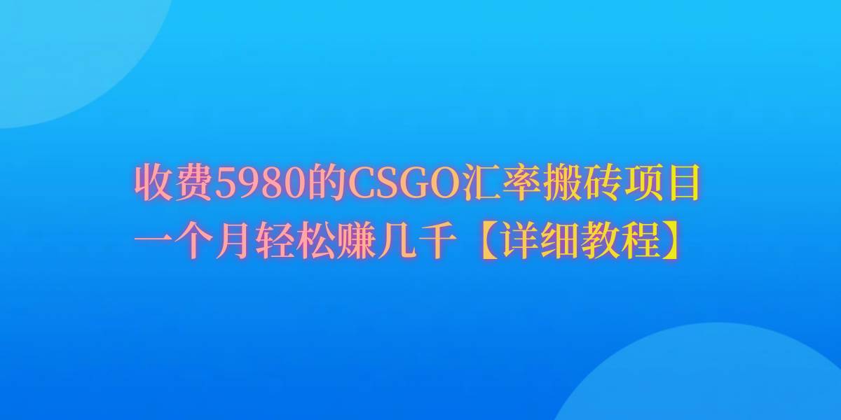 CSGO装备搬砖，月综合收益率高达60%，你也可以！-云阁资源网