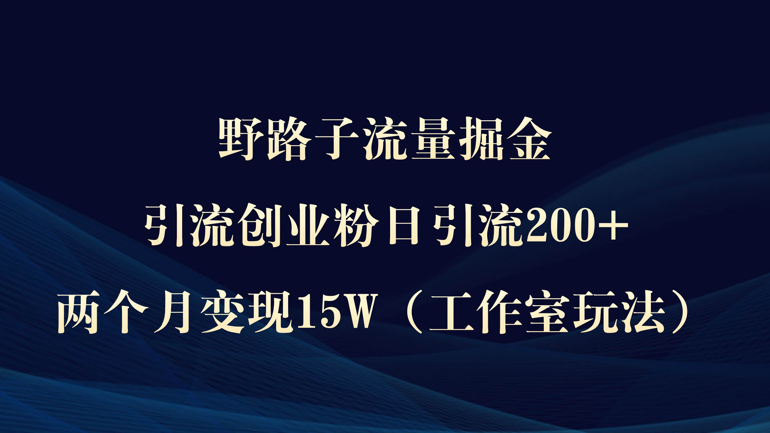野路子流量掘金，引流创业粉日引流200+，两个月变现15W（工作室玩法））-云阁资源网