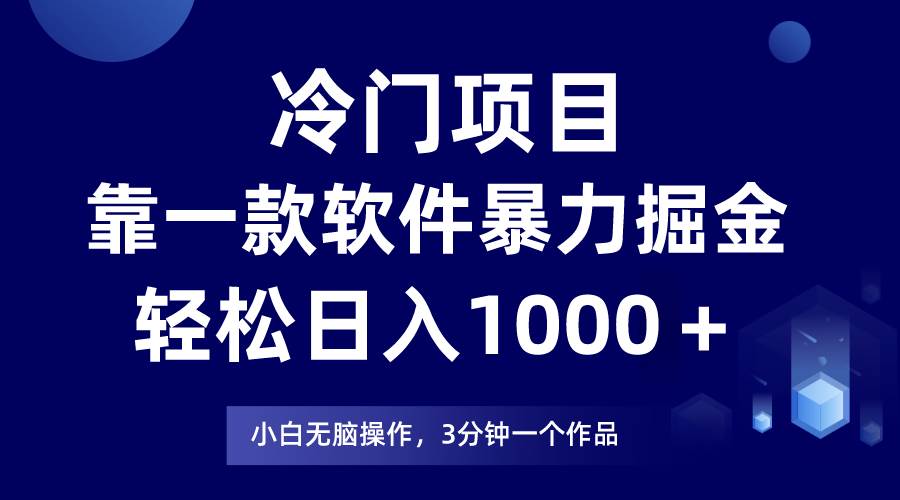 冷门项目，靠一款软件暴力掘金日入1000＋，小白轻松上手第二天见收益-云阁资源网