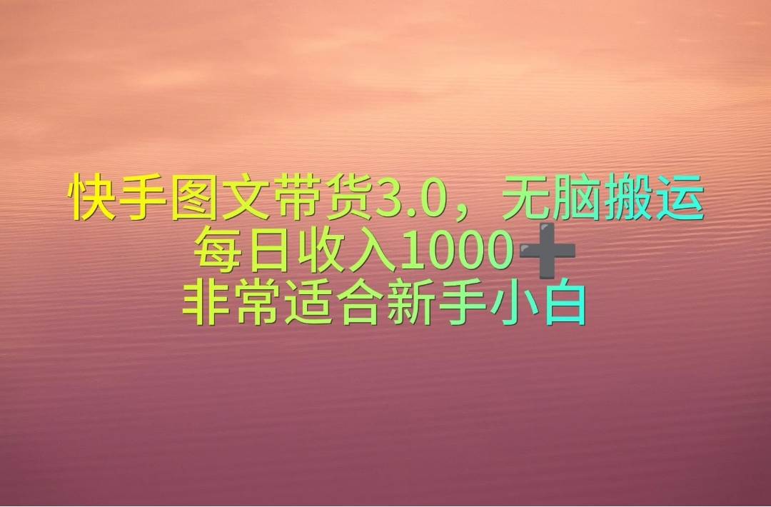 快手图文带货3.0，无脑搬运，每日收入1000＋，非常适合新手小白-云阁资源网