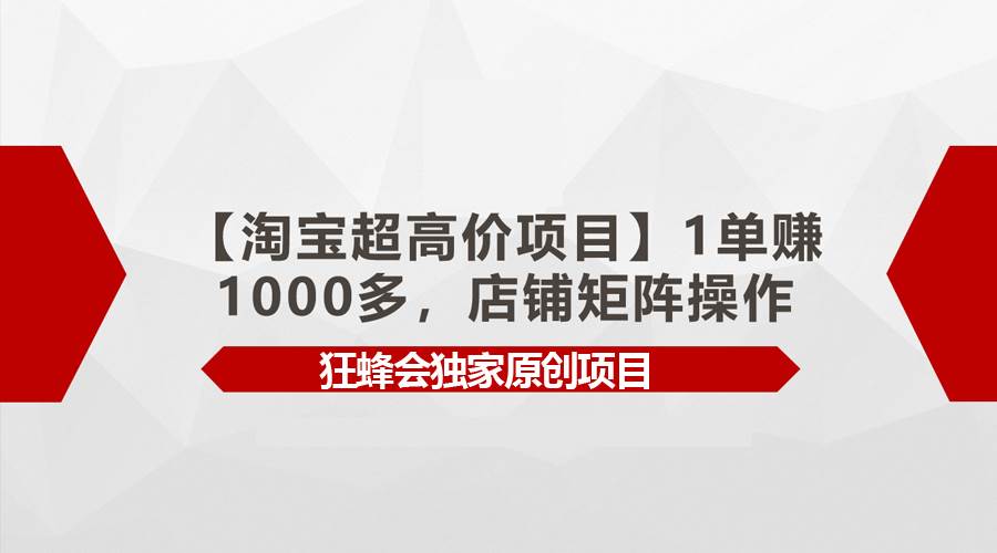 【淘宝超高价项目】1单赚1000多，店铺矩阵操作-云阁资源网