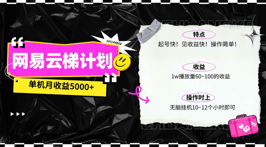 最新网易云梯计划网页版，单机月收益5000+！可放大操作-云阁资源网