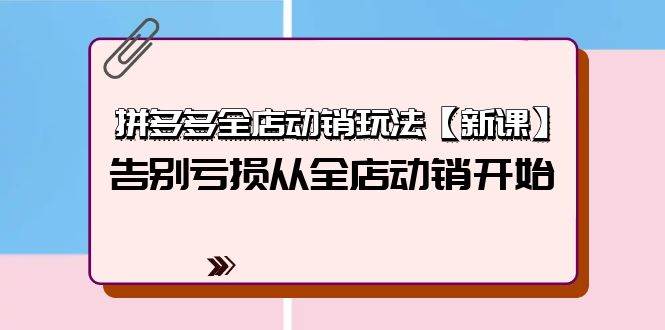 拼多多全店动销玩法【新课】，告别亏损从全店动销开始（4节视频课）-云阁资源网