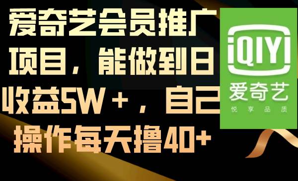 爱奇艺会员推广项目，能做到日收益5W＋，自己操作每天撸40+-云阁资源网