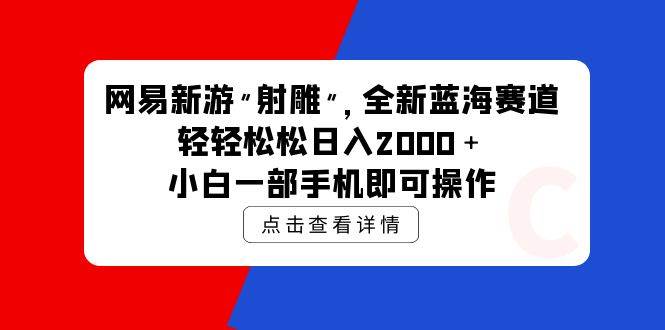 网易新游 射雕 全新蓝海赛道，轻松日入2000＋小白一部手机即可操作-云阁资源网