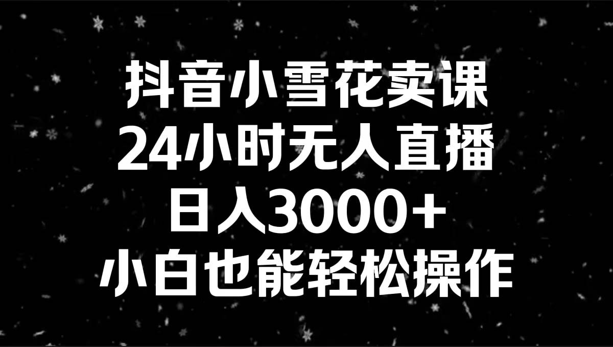 抖音小雪花卖课，24小时无人直播，日入3000+，小白也能轻松操作-云阁资源网