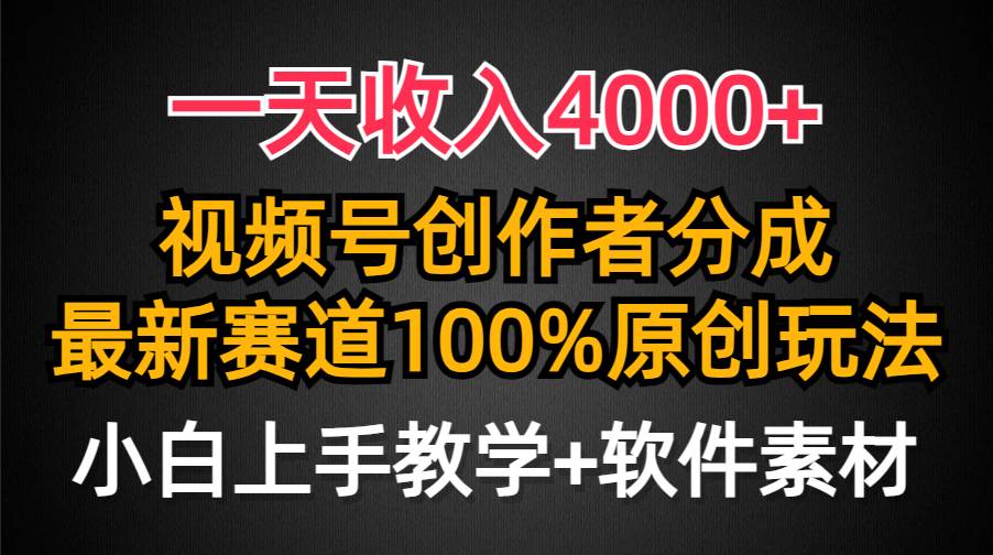 一天收入4000+，视频号创作者分成，最新赛道100%原创玩法，小白也可以轻…-云阁资源网